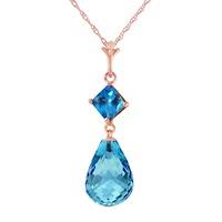 blue topaz briolette pendant necklace 55ctw in 9ct rose gold