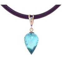 Blue Topaz and Diamond Leather Pendant Necklace 11.25ct in 9ct Rose Gold