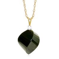 Black Spinel and Diamond Pendant Necklace 15.5ct in 9ct Gold