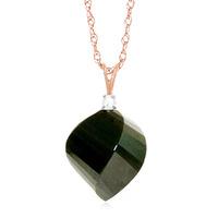 Black Spinel and Diamond Pendant Necklace 15.5ct in 9ct Rose Gold