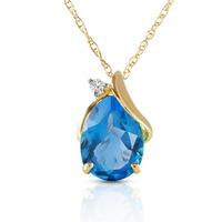 Blue Topaz and Diamond Pendant Necklace 2.5ct in 9ct Gold