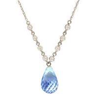 Blue Topaz and Diamond Pendant Necklace 10.5ct in 9ct White Gold