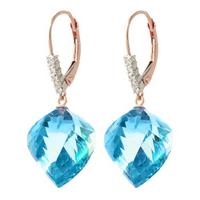 Blue Topaz and Diamond Drop Earrings 27.85ctw in 9ct Rose Gold