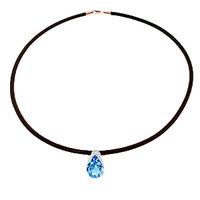 Blue Topaz Snowcap Leather Pendant Necklace 6.0ct in 9ct Rose Gold