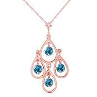 Blue Topaz Quadruplo Milan Pendant Necklace 1.2ctw in 9ct Rose Gold