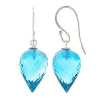 Blue Topaz Briolette Drop Earrings 22.5ctw in 9ct White Gold