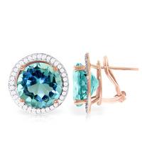 Blue Topaz and Diamond French Clip Halo Earrings 15.6ct in 9ct Rose Gold