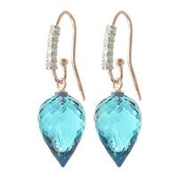 Blue Topaz and Diamond Drop Earrings 22.5ctw in 9ct Rose Gold