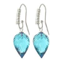 Blue Topaz and Diamond Drop Earrings 22.5ctw in 9ct White Gold