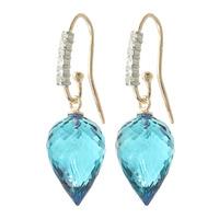 Blue Topaz and Diamond Drop Earrings 22.5ctw in 9ct Gold