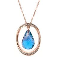 Blue Topaz and Diamond Pendant Necklace 11.5ct in 9ct Rose Gold