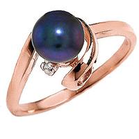 Black Pearl and Diamond Twist Ring 1.0ct in 9ct Rose Gold