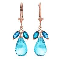 Blue Topaz Drop Earrings 14.4ctw in 9ct Rose Gold