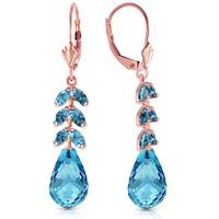 blue topaz briolette drop earrings 112ctw in 9ct rose gold