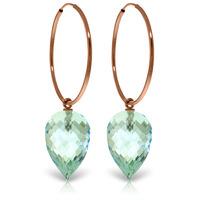 Blue Topaz Briolette Hoop Earrings 22.5ctw in 9ct Rose Gold