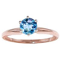 blue topaz crown solitaire ring 065ct in 9ct rose gold