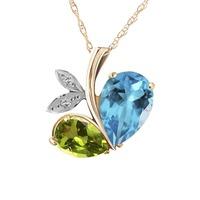 Blue Topaz and Diamond Eternal Pendant Necklace 5.2ctw in 9ct Gold