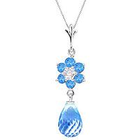 blue topaz and diamond flower pendant necklace 275ctw in 9ct white gol ...