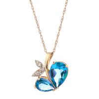 Blue Topaz and Diamond Eternal Pendant Necklace 5.2ctw in 9ct Gold