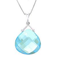 blue topaz elliptical heart pendant necklace 85ct in 9ct white gold