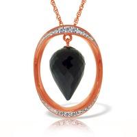 Black Spinel and Diamond Pendant Necklace 12.25ct in 9ct Rose Gold