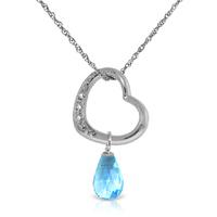 Blue Topaz and Diamond Pendant Necklace 2.25ct in 9ct White Gold