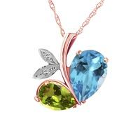 Blue Topaz and Diamond Eternal Pendant Necklace 5.2ctw in 9ct Rose Gold