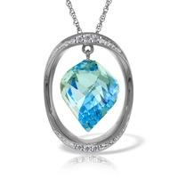 blue topaz and diamond pendant necklace 139ct in 9ct white gold