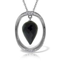 Black Spinel and Diamond Pendant Necklace 12.25ct in 9ct White Gold