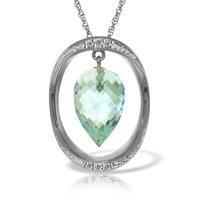 Blue Topaz and Diamond Pendant Necklace 11.5ct in 9ct White Gold