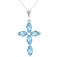 blue topaz and diamond vatican cross pendant necklace 108ctw in 9ct wh ...