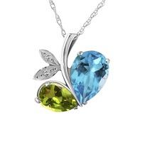 Blue Topaz and Diamond Eternal Pendant Necklace 5.2ctw in 9ct White Gold