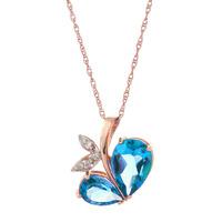 Blue Topaz and Diamond Eternal Pendant Necklace 5.2ctw in 9ct Rose Gold