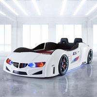BMW Childrens Car Bed In White With LED And Leather Seats