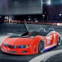 BMW Childrens Car Bed In Red And LED With Leather Seats