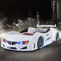 BMW Childrens Car Bed In White With LED Lighting And Spoiler