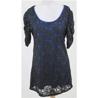 Bm: Size 14: Black & blue lace mini dress