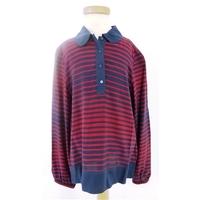 BNWT Stella McCartney Kids Age 12 years Navy and Dark Red Striped Long Sleeved T Shirt with Collar