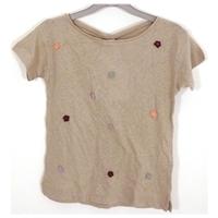 bnwt zara age 11 12 beige top with crochet flower detailing