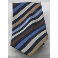BNWT Daniel Hetcher blue & brown mix striped silk tie