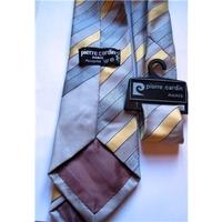 bnwot pierre cardin silver greys and sunshine yellows striped luxury d ...