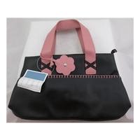 BNWT Avon black leather look handbag with baby pink top handle