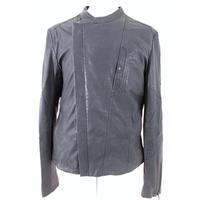 BNWT RXTR Size XL Slate Blue Grey Luxury Leather Casual Bomber Jacket