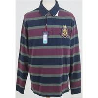 BNWT M&S, size M wine, navy & green striped rugby top