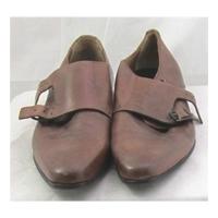 bnwt collezione size 9 brown leather double monk strapped shoes
