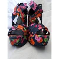 BNWT Next Size 5 Navy Pink And Orange Floral Print Wedges Next - Size: 5 - Multi-coloured - Heeled shoes