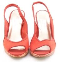 BNWT M & S, size 6.5 red canvas wedge heeled sandals