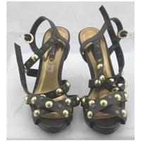 BNWT Next, size 5 brown gold studded platform sandals