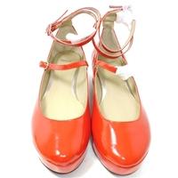 BNWT Asos Size 5 Red Patent Flatforms With Ankle Straps