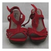 BNWT Footglove, size 5.5 red suede wedge heeled sandals